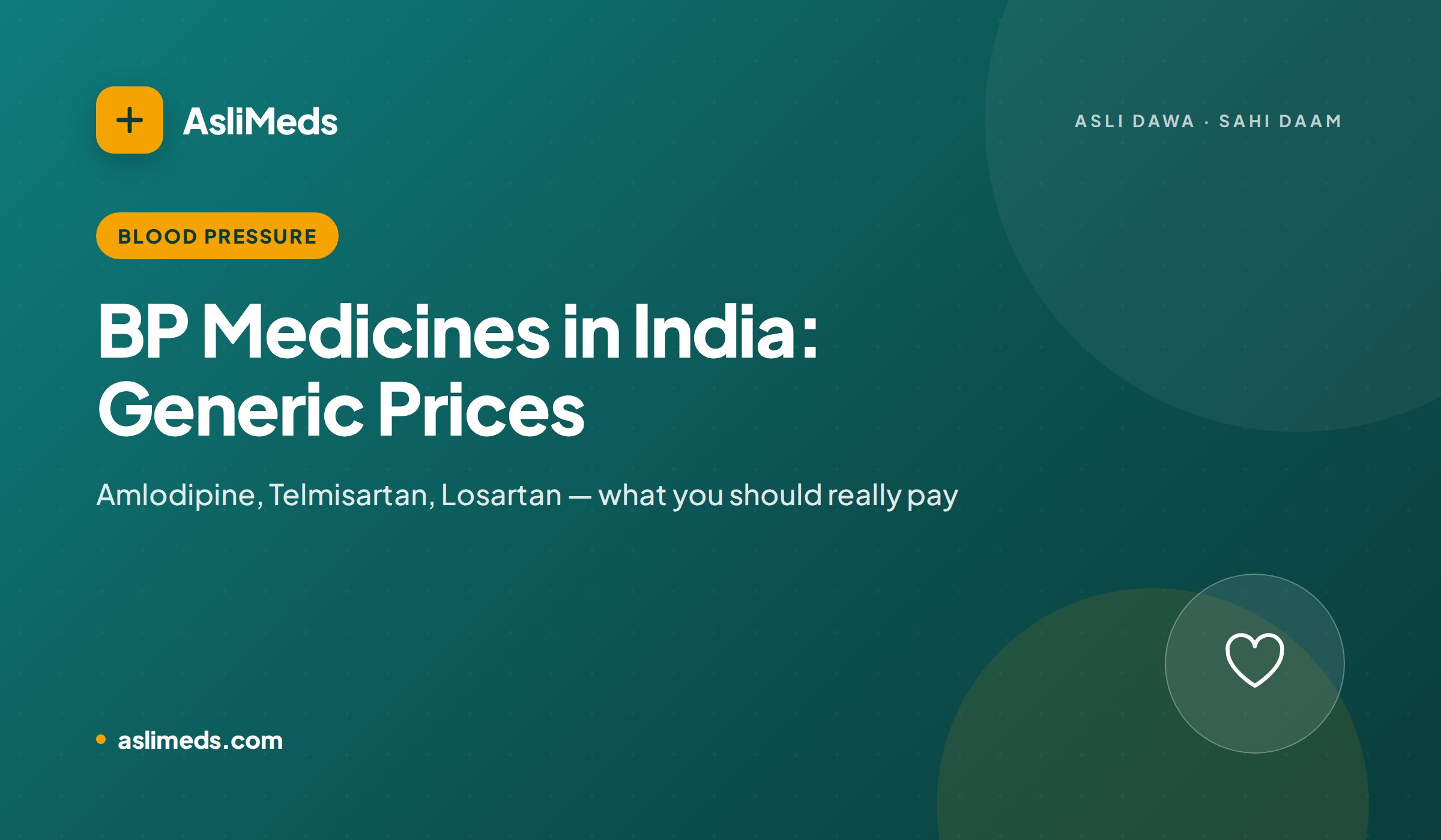 BP Medicines in India: Generic Prices for Amlodipine, Telmisartan, Losartan
